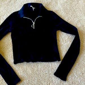 Top shop 100% cotton ribbed crop top black. Long sleeve excellent condition